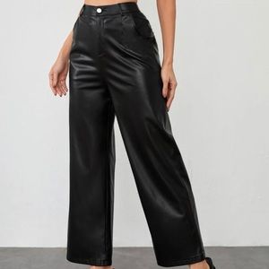 PLEATHER WIDE PANTS